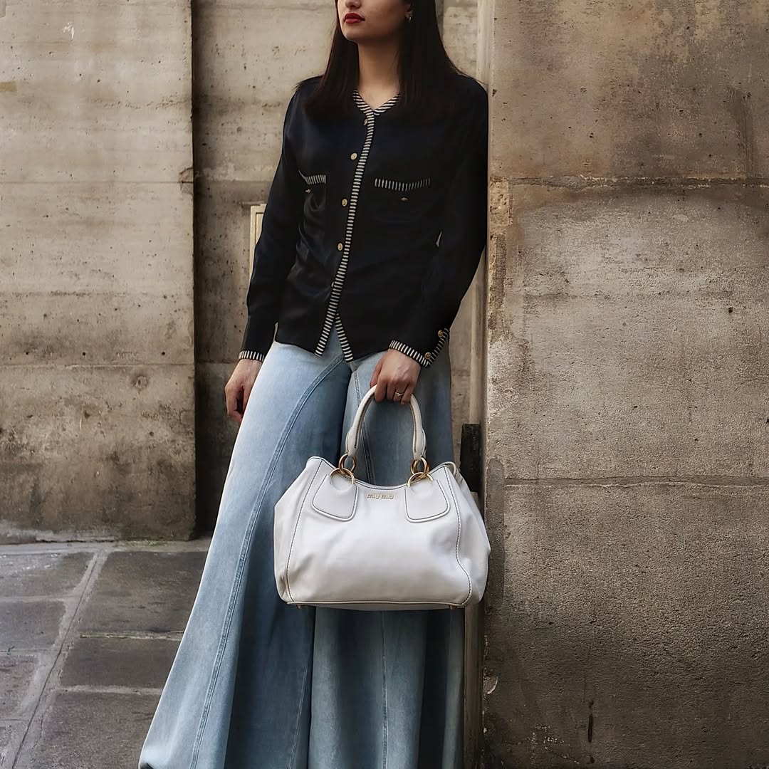 miumiu vintage bag white and gold