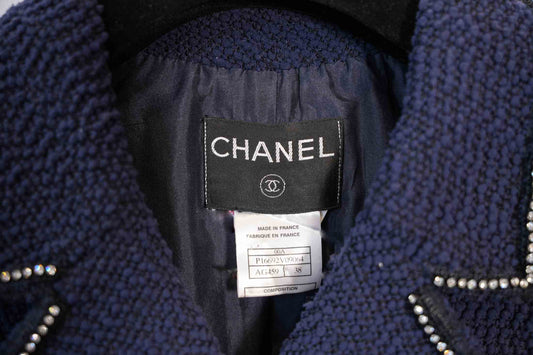 TAILLEUR JUPE CHANEL TWEED BLEU MARINE
