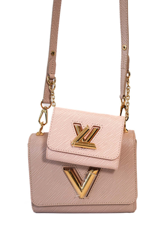 SAC TWIST DOUBLE CUIR EPI ROSE