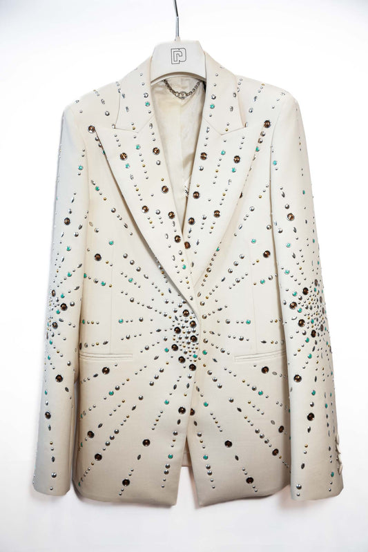 VESTE PACO RABANNE LAINE BEIGE ET STUDS